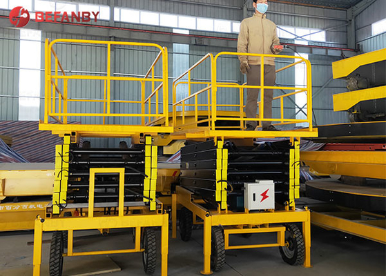 Hand Push Mobile Rough Terrain Scissor Lift Table Aerial Working