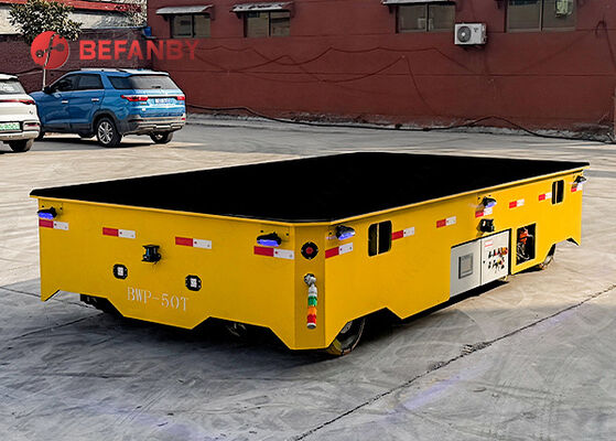 รถเข็นถ่ายโอนแบบแบนไร้รางโครงสร้างเหล็กสั่งทำพิเศษ 50T